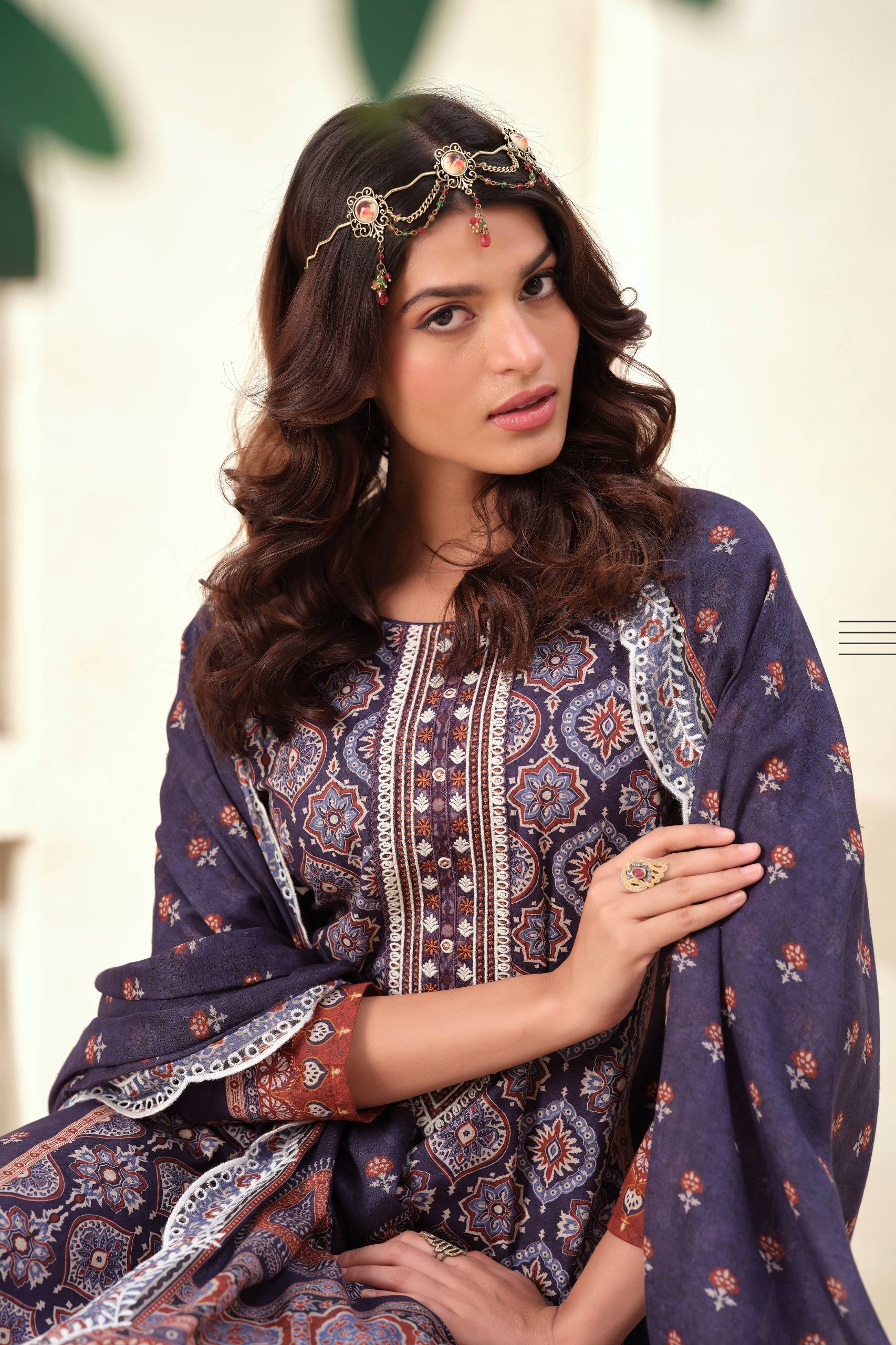 AJRAKH VOL 1 By THE HERMITAGE SHOP  101 To 104 Series Designer Suits FINEST LAWN COTTON Dresses At Wholesale Price